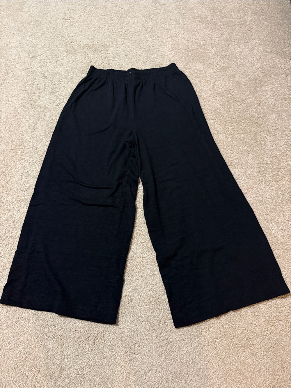 Z Supply Black Cropped lightweight Wide-Leg Pull-On Pants
